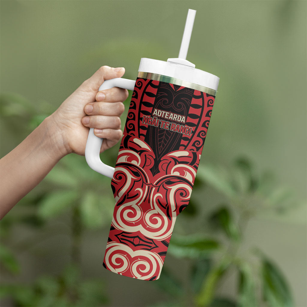 Custom Aotearoa Ngai Te Rangi Tumbler With Handle New Zealand Traditional Maori Pattern DT05 - Polynesian Pride