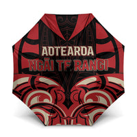 Aotearoa Ngai Te Rangi Umbrella New Zealand Traditional Maori Pattern DT05 One Size Folded 11.42 inch Opened Diameter 37.4 inch Red - Polynesian Pride