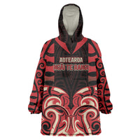 Custom Aotearoa Ngai Te Rangi Wearable Blanket Hoodie New Zealand Traditional Maori Pattern DT05 One Size Red - Polynesian Pride