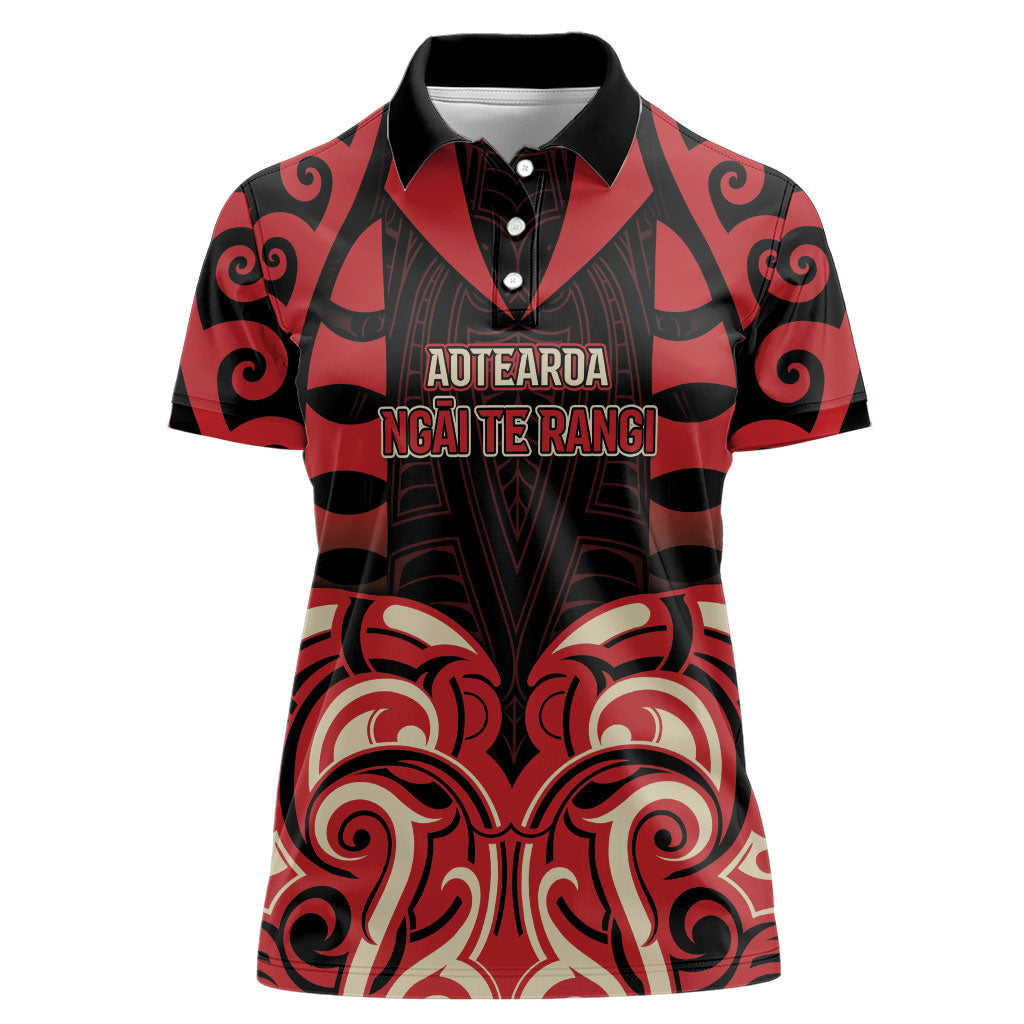 Custom Aotearoa Ngai Te Rangi Women Polo Shirt New Zealand Traditional Maori Pattern DT05 Female Red - Polynesian Pride