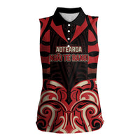 Custom Aotearoa Ngai Te Rangi Women Sleeveless Polo Shirt New Zealand Traditional Maori Pattern DT05 Female Red - Polynesian Pride