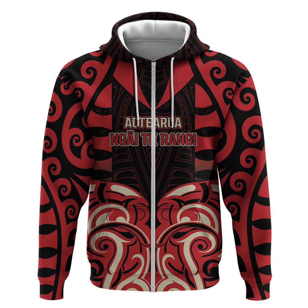 Custom Aotearoa Ngai Te Rangi Zip Hoodie New Zealand Traditional Maori Pattern DT05 Zip Hoodie Red - Polynesian Pride