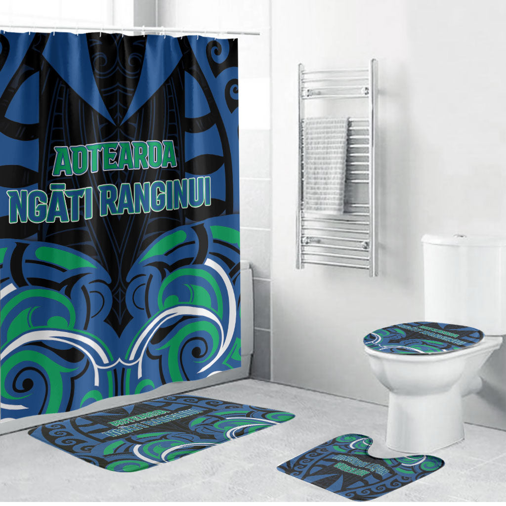Aotearoa Ngati Ranginui Bathroom Set New Zealand Traditional Maori Pattern DT05 Bathroom Set (4 pcs) Navy - Polynesian Pride