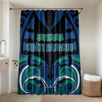 Aotearoa Ngati Ranginui Bathroom Set New Zealand Traditional Maori Pattern DT05 Shower Curtain Only Navy - Polynesian Pride
