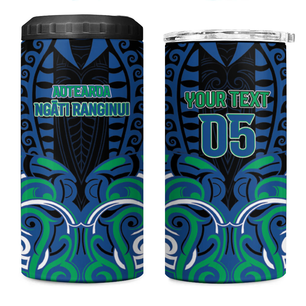 Custom Aotearoa Ngati Ranginui 4 in 1 Can Cooler Tumbler New Zealand Traditional Maori Pattern DT05 One Size: 16 oz Navy - Polynesian Pride