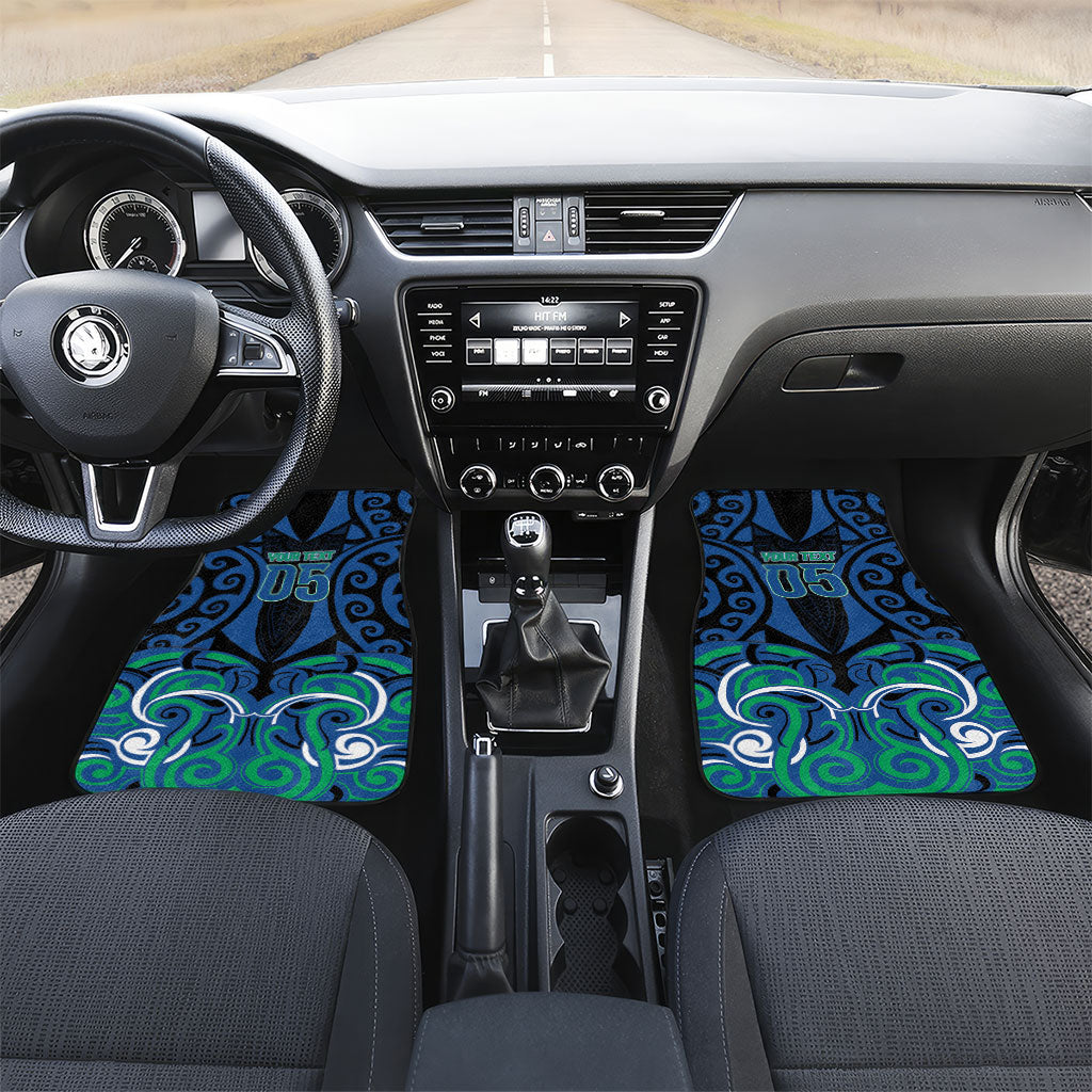 Custom Aotearoa Ngati Ranginui Car Mats New Zealand Traditional Maori Pattern DT05 Set 2pcs - Front Navy - Polynesian Pride