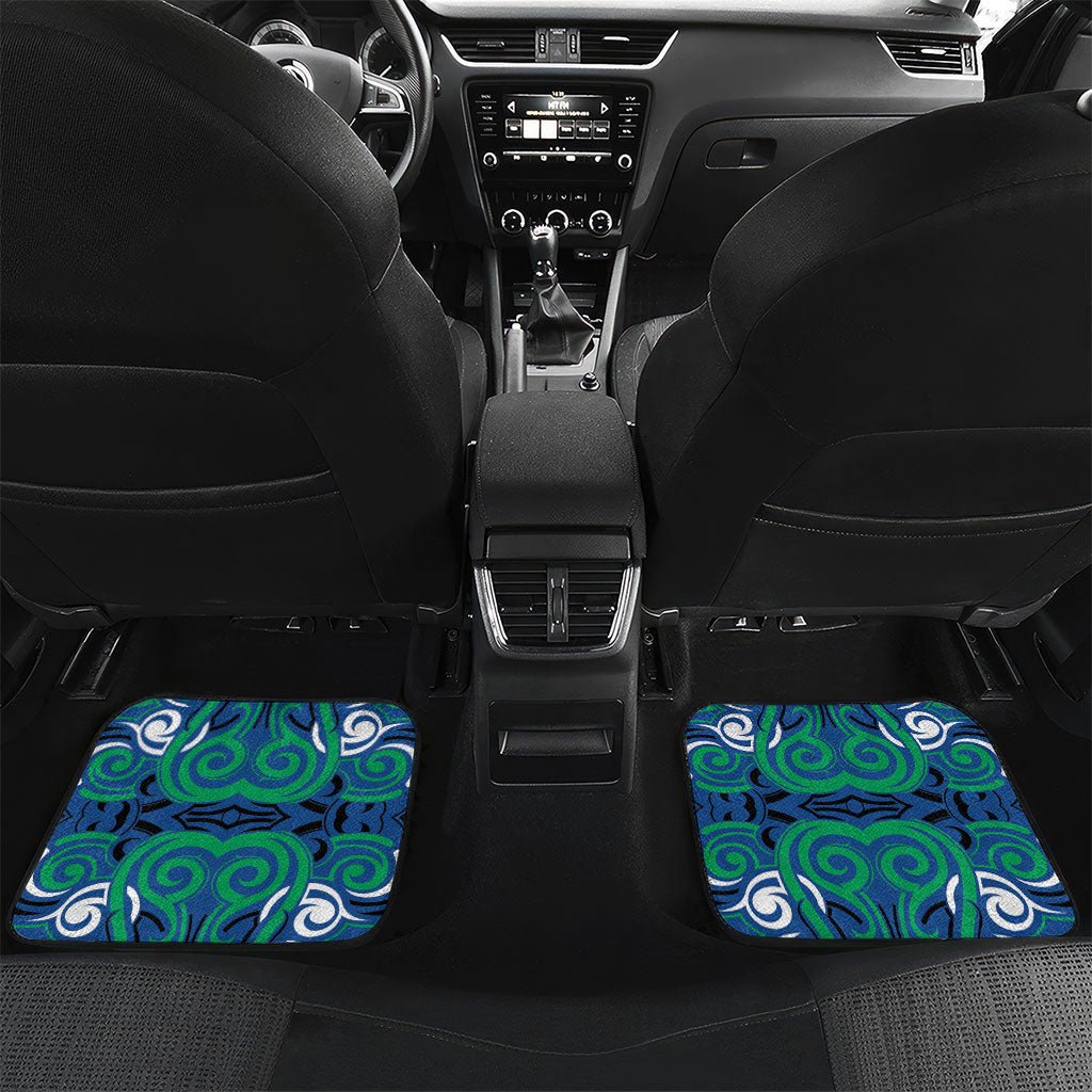 Custom Aotearoa Ngati Ranginui Car Mats New Zealand Traditional Maori Pattern DT05 Set 2pcs - Back Navy - Polynesian Pride