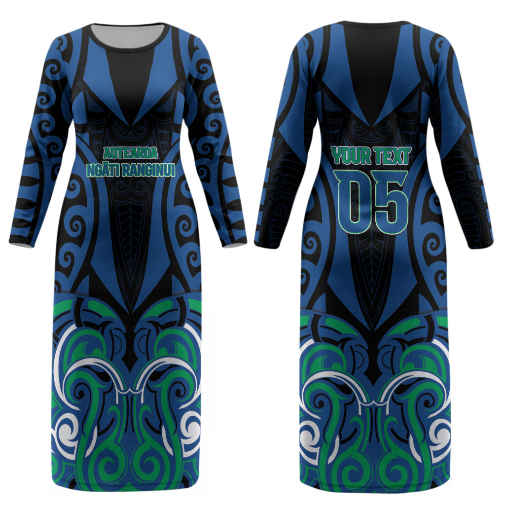 Custom Aotearoa Ngati Ranginui Couples Matching Long Sleeve Bodycon Dress and Hawaiian Shirt New Zealand Traditional Maori Pattern DT05 - Polynesian Pride