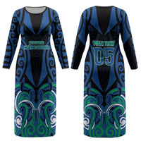 Custom Aotearoa Ngati Ranginui Couples Matching Long Sleeve Bodycon Dress and Hawaiian Shirt New Zealand Traditional Maori Pattern DT05 - Polynesian Pride