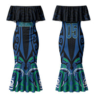 Custom Aotearoa Ngati Ranginui Couples Matching Mermaid Dress and Long Sleeve Button Shirt New Zealand Traditional Maori Pattern DT05 - Polynesian Pride