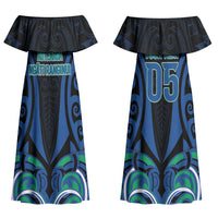 Custom Aotearoa Ngati Ranginui Couples Matching Off Shoulder Maxi Dress and Long Sleeve Button Shirt New Zealand Traditional Maori Pattern DT05 - Polynesian Pride