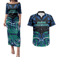 Custom Aotearoa Ngati Ranginui Couples Matching Puletasi and Hawaiian Shirt New Zealand Traditional Maori Pattern DT05 Navy - Polynesian Pride