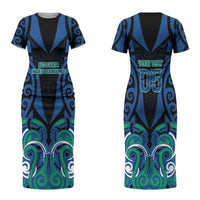 Custom Aotearoa Ngati Ranginui Couples Matching Short Sleeve Bodycon Dress and Long Sleeve Button Shirt New Zealand Traditional Maori Pattern DT05 - Polynesian Pride