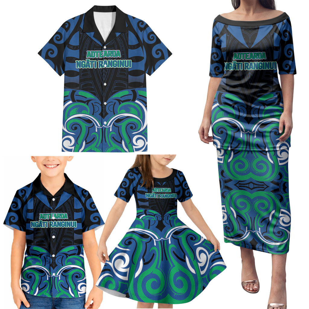 Custom Aotearoa Ngati Ranginui Family Matching Puletasi and Hawaiian Shirt New Zealand Traditional Maori Pattern DT05 - Polynesian Pride