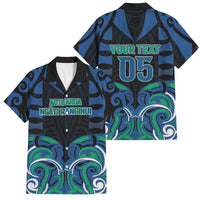 Custom Aotearoa Ngati Ranginui Family Matching Short Sleeve Bodycon Dress and Hawaiian Shirt New Zealand Traditional Maori Pattern DT05 Dad's Shirt - Short Sleeve Navy - Polynesian Pride