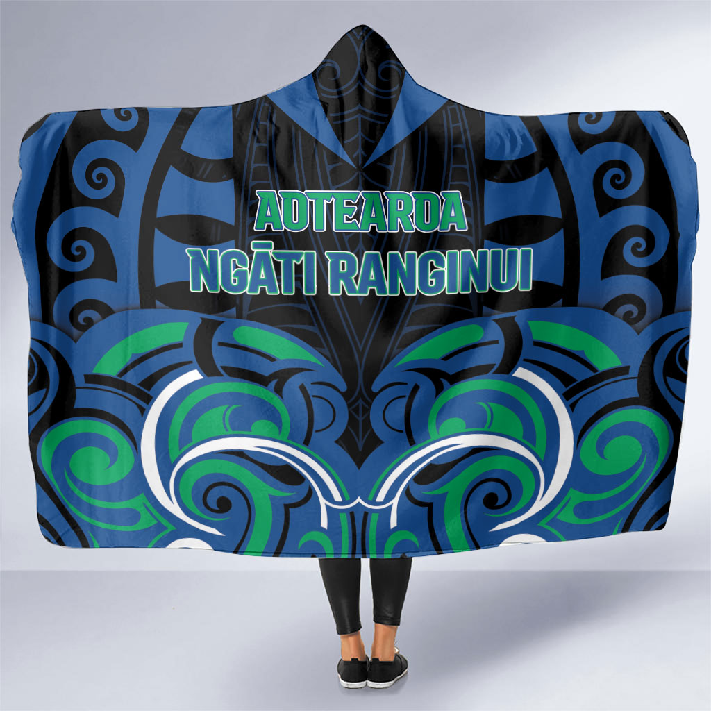 Aotearoa Ngati Ranginui Hooded Blanket New Zealand Traditional Maori Pattern DT05 One Size Navy - Polynesian Pride