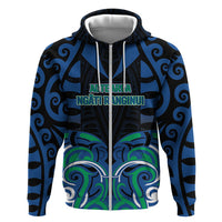 Custom Aotearoa Ngati Ranginui Hoodie New Zealand Traditional Maori Pattern DT05 Zip Hoodie Navy - Polynesian Pride