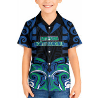 Custom Aotearoa Ngati Ranginui Kid Hawaiian Shirt New Zealand Traditional Maori Pattern DT05 Kid Navy - Polynesian Pride