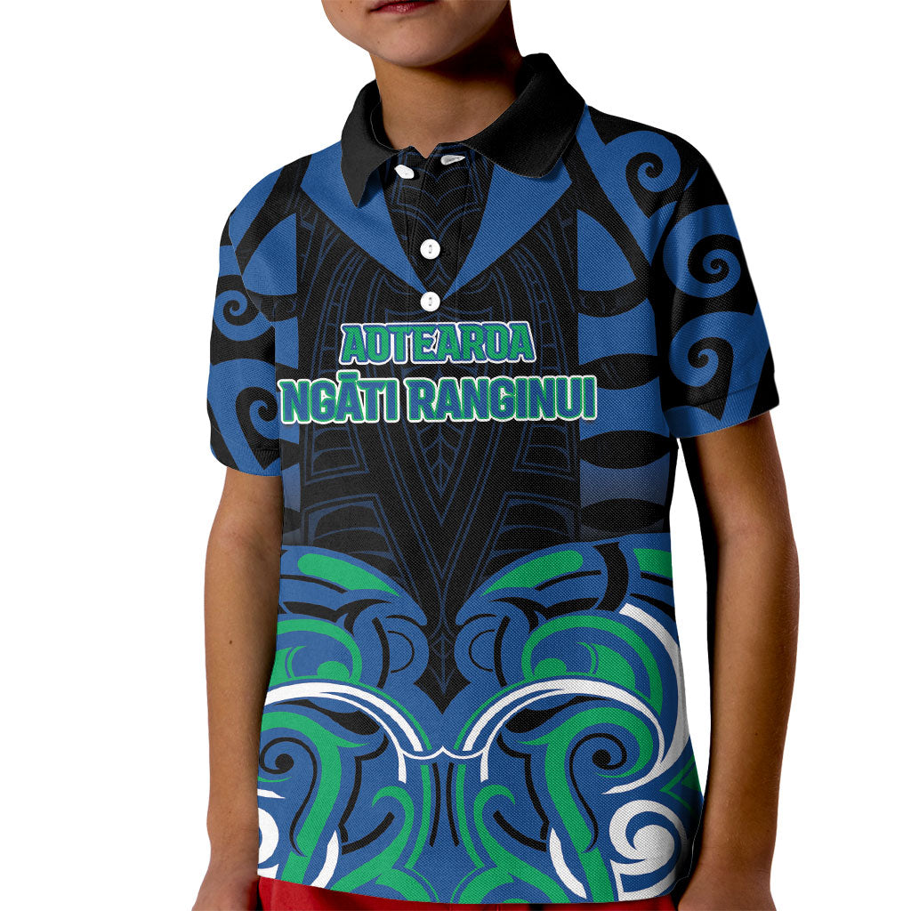 Custom Aotearoa Ngati Ranginui Kid Polo Shirt New Zealand Traditional Maori Pattern DT05 Kid Navy - Polynesian Pride