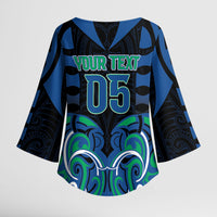 Custom Aotearoa Ngati Ranginui Kimono Sleeve Blouse New Zealand Traditional Maori Pattern DT05 - Polynesian Pride