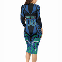 Custom Aotearoa Ngati Ranginui Long Sleeve Bodycon Dress New Zealand Traditional Maori Pattern DT05 - Polynesian Pride