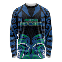 Custom Aotearoa Ngati Ranginui Long Sleeve Shirt New Zealand Traditional Maori Pattern DT05 Unisex Navy - Polynesian Pride