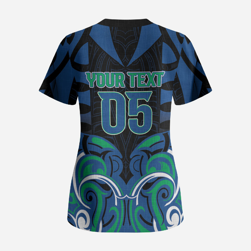 Custom Aotearoa Ngati Ranginui Scrub Top New Zealand Traditional Maori Pattern DT05 - Polynesian Pride