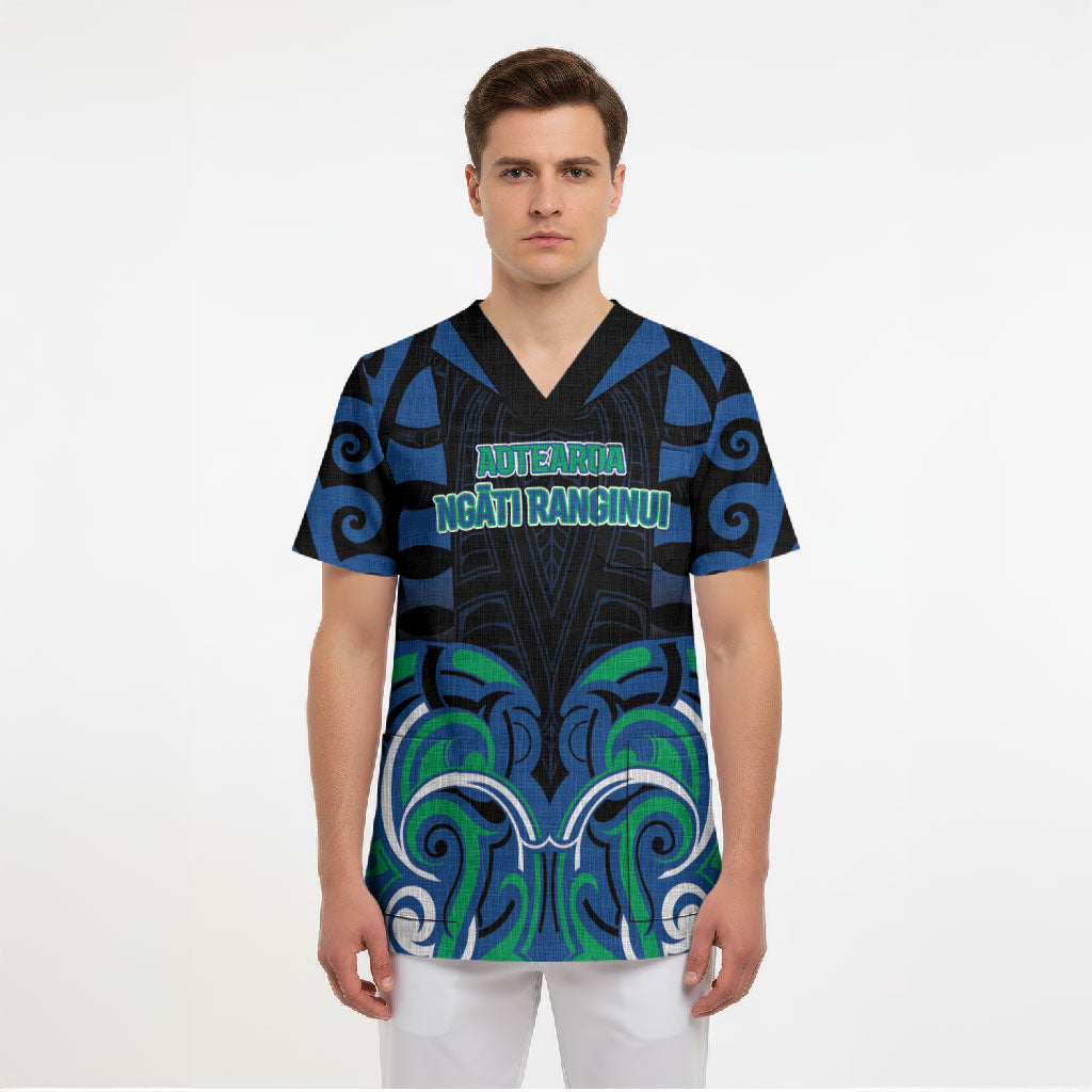 Custom Aotearoa Ngati Ranginui Scrub Top New Zealand Traditional Maori Pattern DT05 - Polynesian Pride