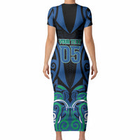 Custom Aotearoa Ngati Ranginui Short Sleeve Bodycon Dress New Zealand Traditional Maori Pattern DT05 - Polynesian Pride