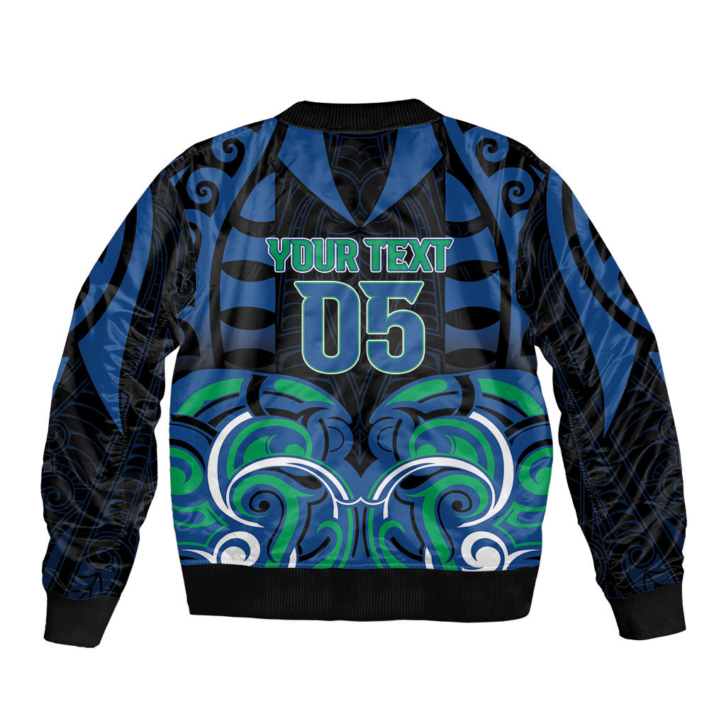 Custom Aotearoa Ngati Ranginui Sleeve Zip Bomber Jacket New Zealand Traditional Maori Pattern DT05 - Polynesian Pride