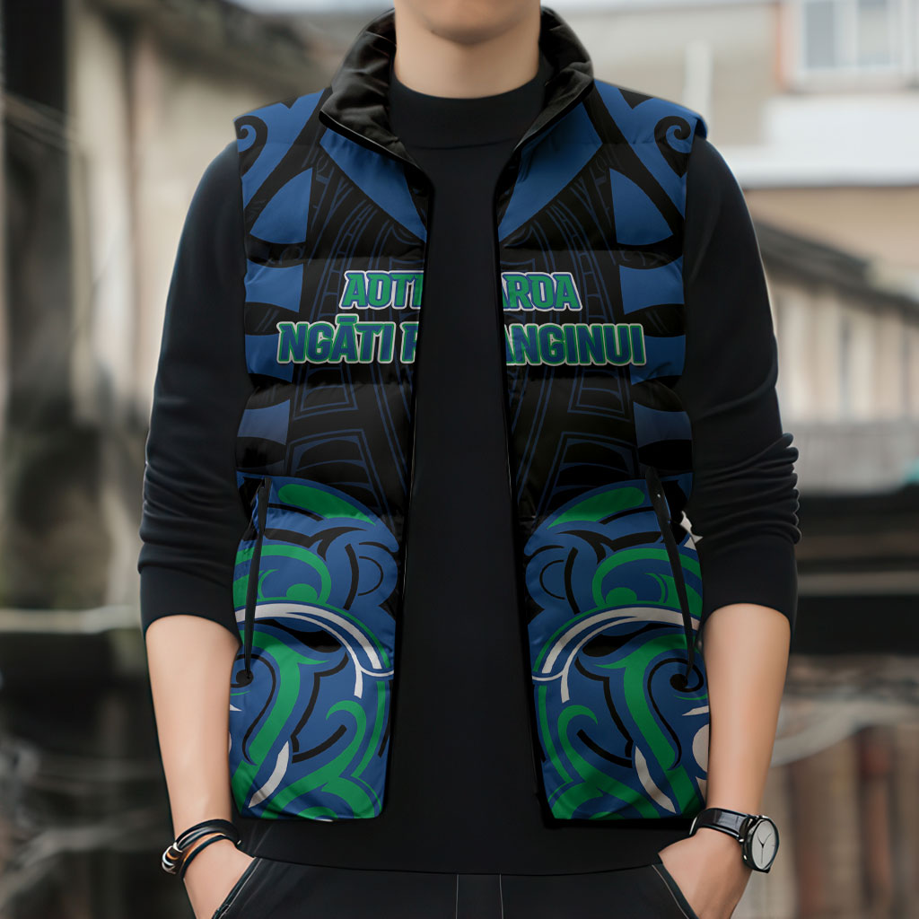 Custom Aotearoa Ngati Ranginui Sleeveless Puffer Jacket New Zealand Traditional Maori Pattern DT05 - Polynesian Pride