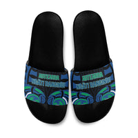 Aotearoa Ngati Ranginui Slide Sandals New Zealand Traditional Maori Pattern DT05 Navy - Polynesian Pride