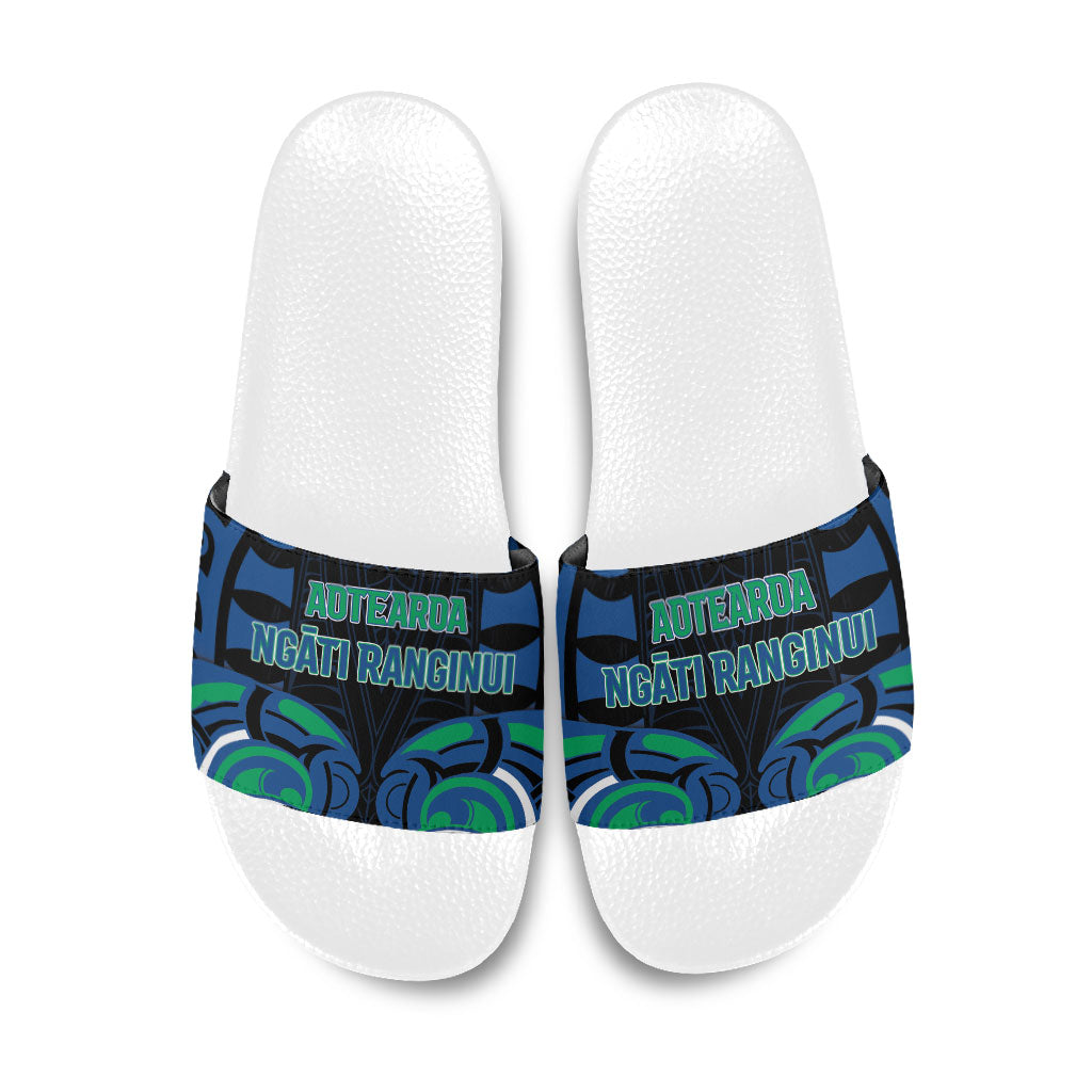 Aotearoa Ngati Ranginui Slide Sandals New Zealand Traditional Maori Pattern DT05 Navy - Polynesian Pride
