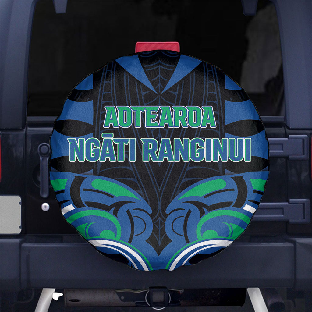 Aotearoa Ngati Ranginui Spare Tire Cover New Zealand Traditional Maori Pattern DT05 No hole Navy - Polynesian Pride