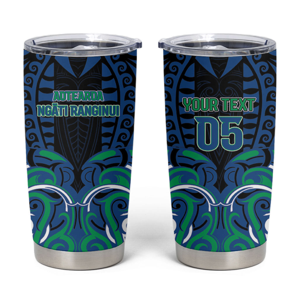 Custom Aotearoa Ngati Ranginui Tumbler Cup New Zealand Traditional Maori Pattern DT05 Navy - Polynesian Pride
