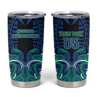 Custom Aotearoa Ngati Ranginui Tumbler Cup New Zealand Traditional Maori Pattern DT05 Navy - Polynesian Pride