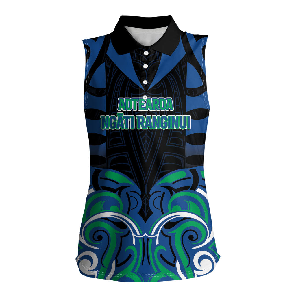 Custom Aotearoa Ngati Ranginui Women Sleeveless Polo Shirt New Zealand Traditional Maori Pattern DT05 Female Navy - Polynesian Pride