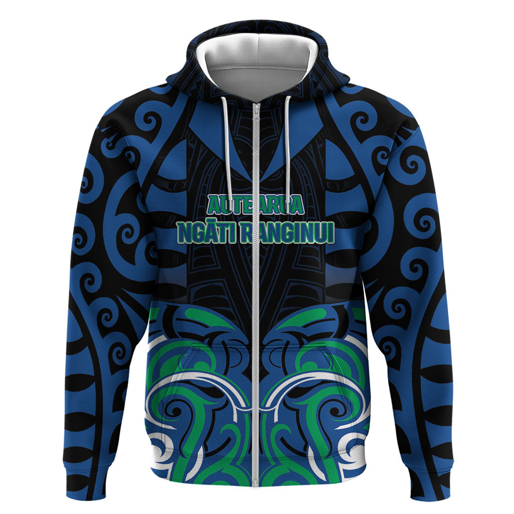 Custom Aotearoa Ngati Ranginui Zip Hoodie New Zealand Traditional Maori Pattern DT05 Zip Hoodie Navy - Polynesian Pride