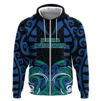 Custom Aotearoa Ngati Ranginui Zip Hoodie New Zealand Traditional Maori Pattern DT05 Zip Hoodie Navy - Polynesian Pride
