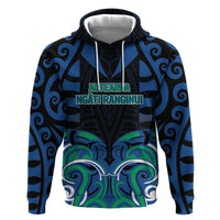 Custom Aotearoa Ngati Ranginui Zip Hoodie New Zealand Traditional Maori Pattern DT05 Pullover Hoodie Navy - Polynesian Pride