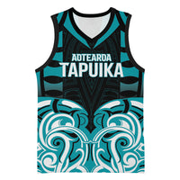 Custom Aotearoa Tapuika Basketball Jersey New Zealand Traditional Maori Pattern DT05 Unisex Teal - Polynesian Pride