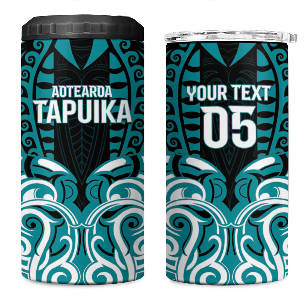 Custom Aotearoa Tapuika 4 in 1 Can Cooler Tumbler New Zealand Traditional Maori Pattern DT05 One Size: 16 oz Teal - Polynesian Pride