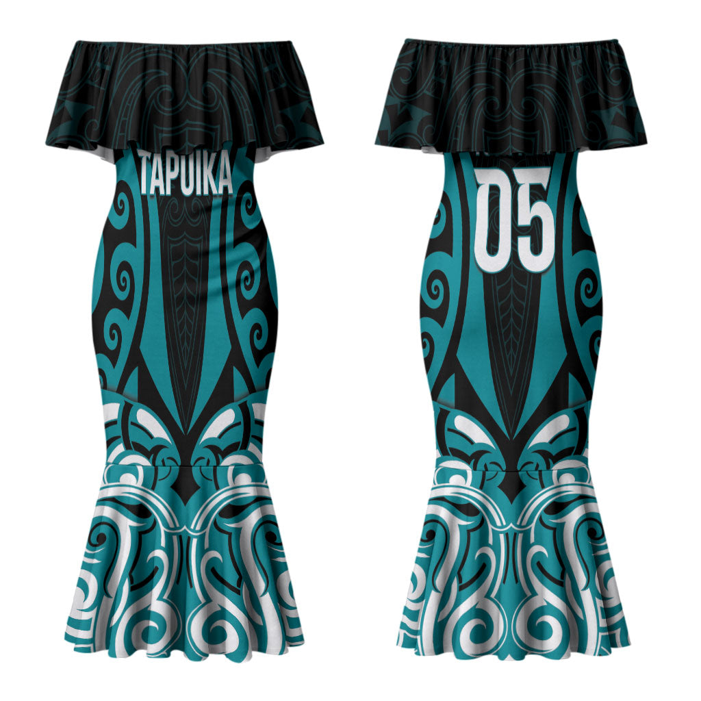 Custom Aotearoa Tapuika Couples Matching Mermaid Dress and Long Sleeve Button Shirt New Zealand Traditional Maori Pattern DT05 - Polynesian Pride