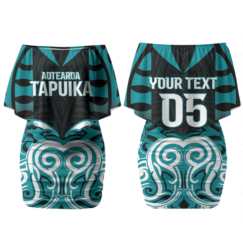 Custom Aotearoa Tapuika Couples Matching Off Shoulder Short Dress and Long Sleeve Button Shirt New Zealand Traditional Maori Pattern DT05 - Polynesian Pride