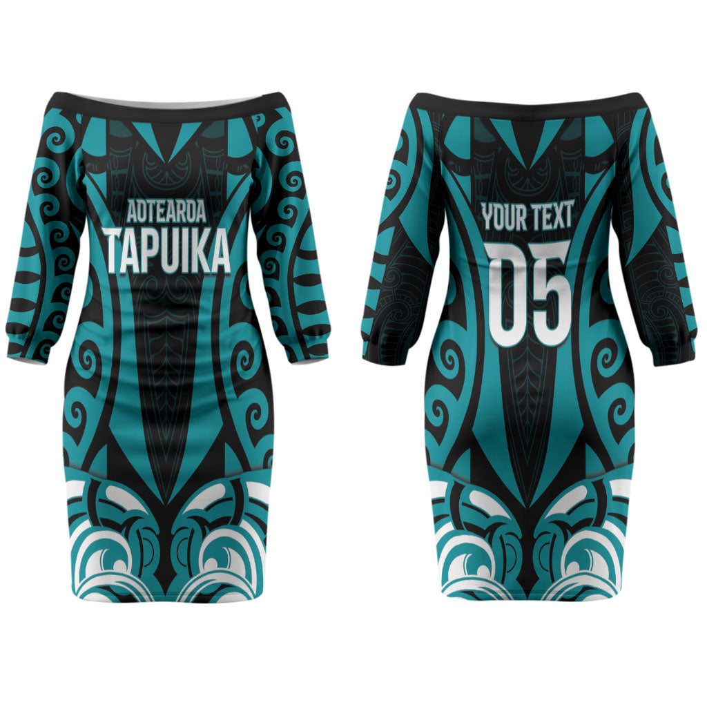 Custom Aotearoa Tapuika Couples Matching Off The Shoulder Long Sleeve Dress and Hawaiian Shirt New Zealand Traditional Maori Pattern DT05 - Polynesian Pride
