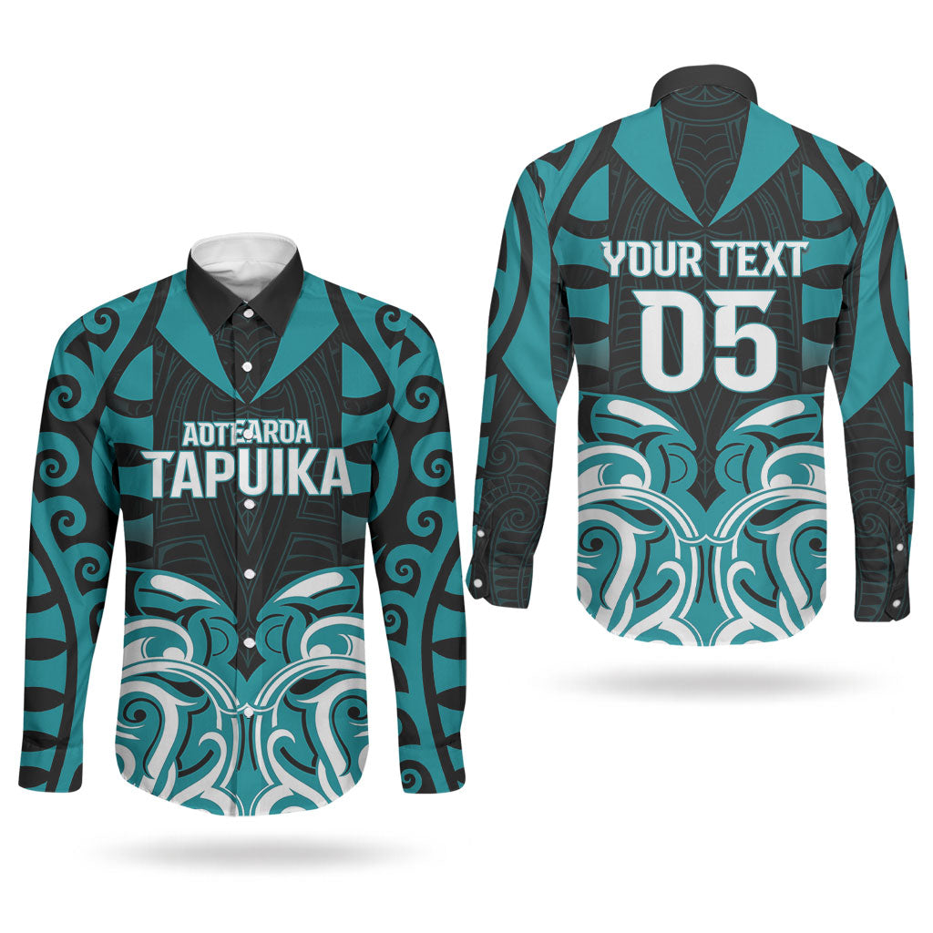 Custom Aotearoa Tapuika Couples Matching Off The Shoulder Long Sleeve Dress and Long Sleeve Button Shirt New Zealand Traditional Maori Pattern DT05 - Polynesian Pride