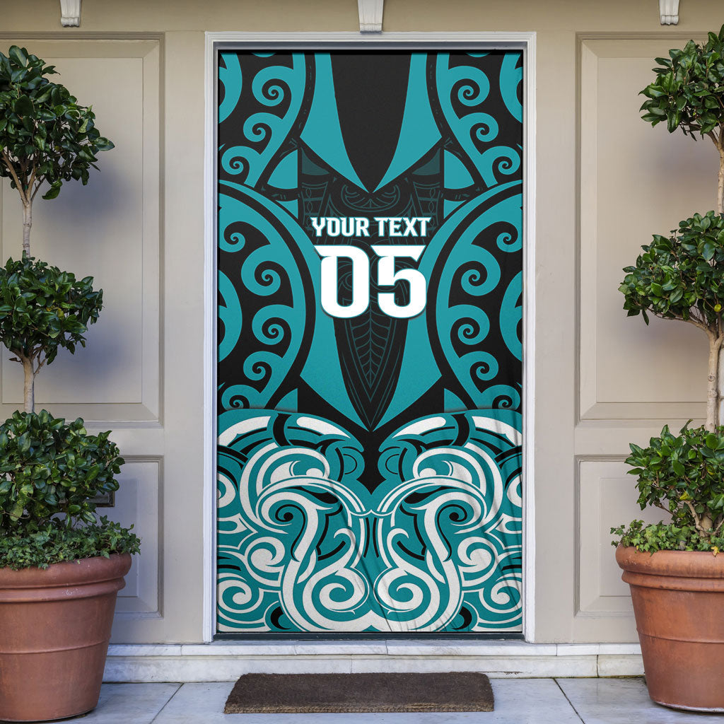 Custom Aotearoa Tapuika Door Cover New Zealand Traditional Maori Pattern DT05 Teal - Polynesian Pride