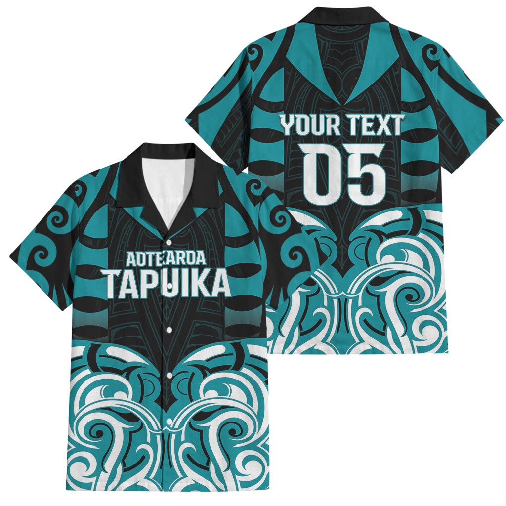 Custom Aotearoa Tapuika Family Matching Off The Shoulder Long Sleeve Dress and Hawaiian Shirt New Zealand Traditional Maori Pattern DT05 Dad's Shirt - Short Sleeve Teal - Polynesian Pride