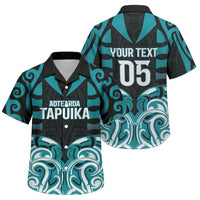 Custom Aotearoa Tapuika Family Matching Off The Shoulder Long Sleeve Dress and Hawaiian Shirt New Zealand Traditional Maori Pattern DT05 Son's Shirt Teal - Polynesian Pride
