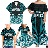 Custom Aotearoa Tapuika Family Matching Off Shoulder Maxi Dress and Hawaiian Shirt New Zealand Traditional Maori Pattern DT05 - Polynesian Pride